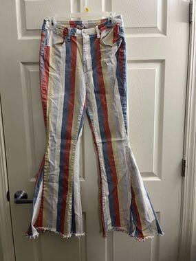 Saints & Hearts Striped Multicolor Flare Jeans